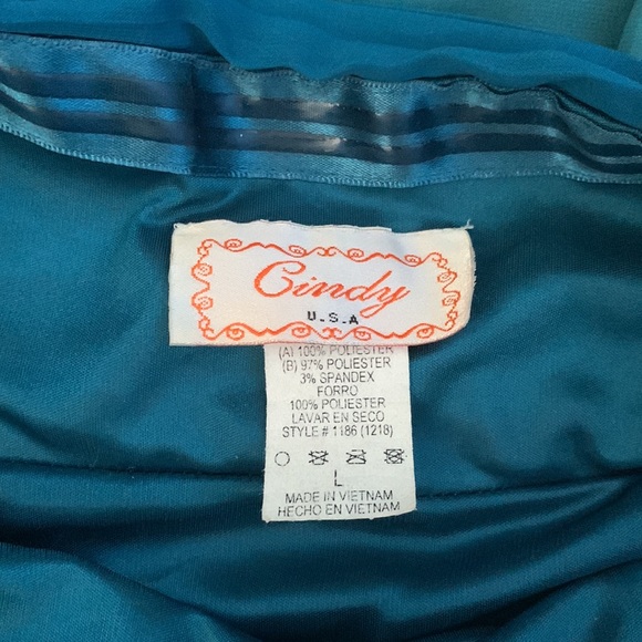 Cindy Blue Teal Ombré One Shoulder Flowy Formal Prom Dress - Picture 6 of 7